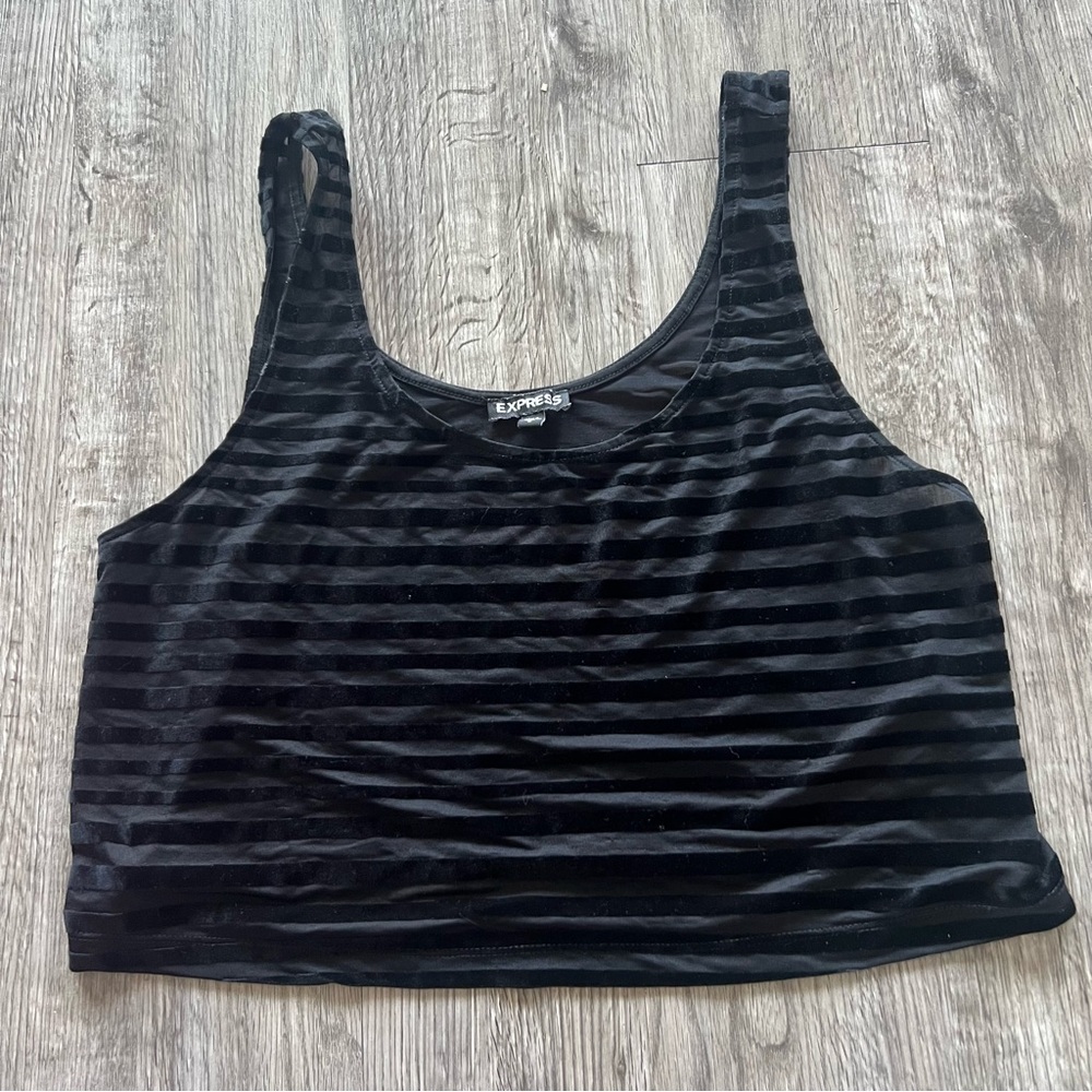 Express Black Striped Crop Tank Top